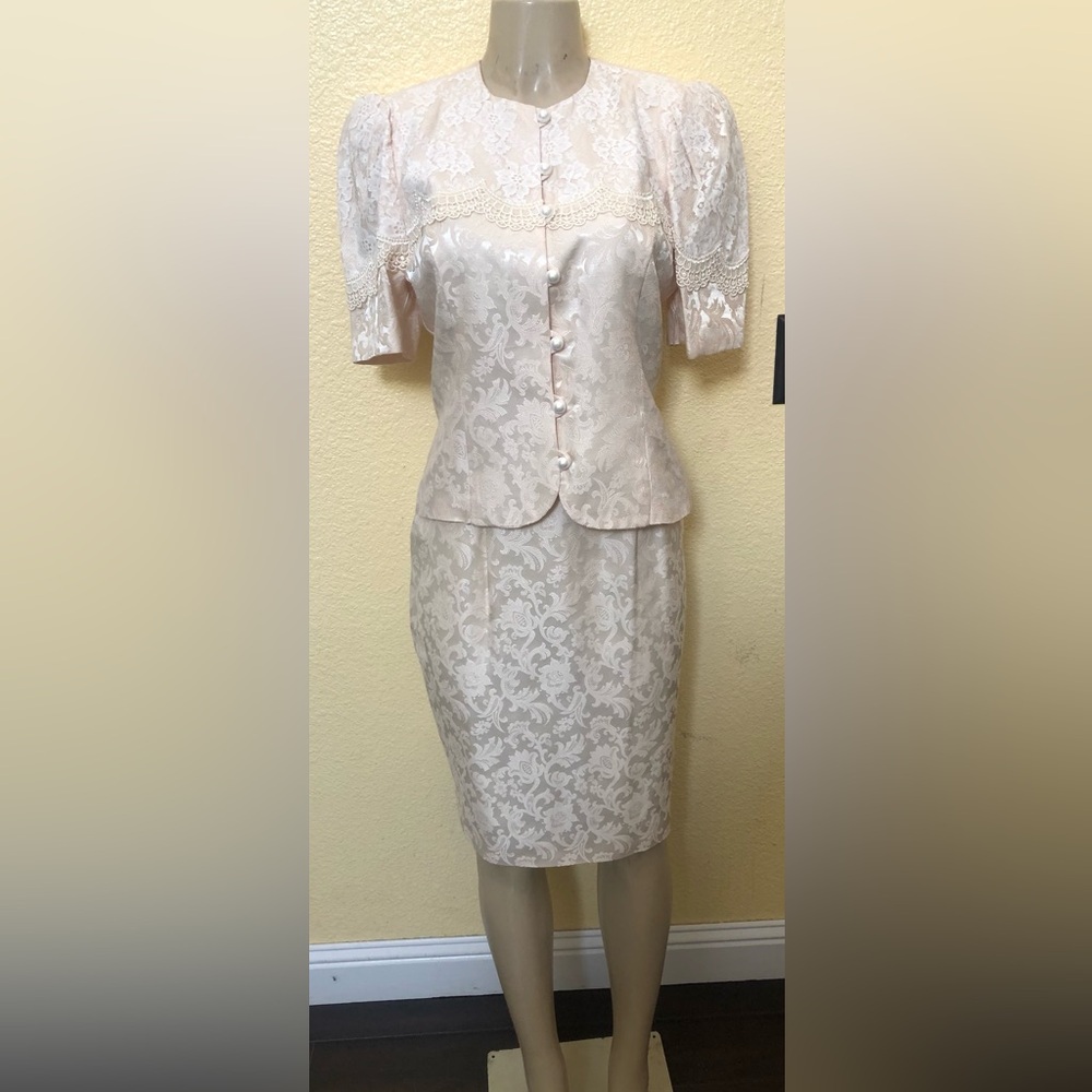 Vtg Scott McClintock ivory skirt set size 8